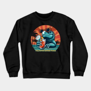 Galapagos marine iguana drinking juice and enjoying summer Crewneck Sweatshirt